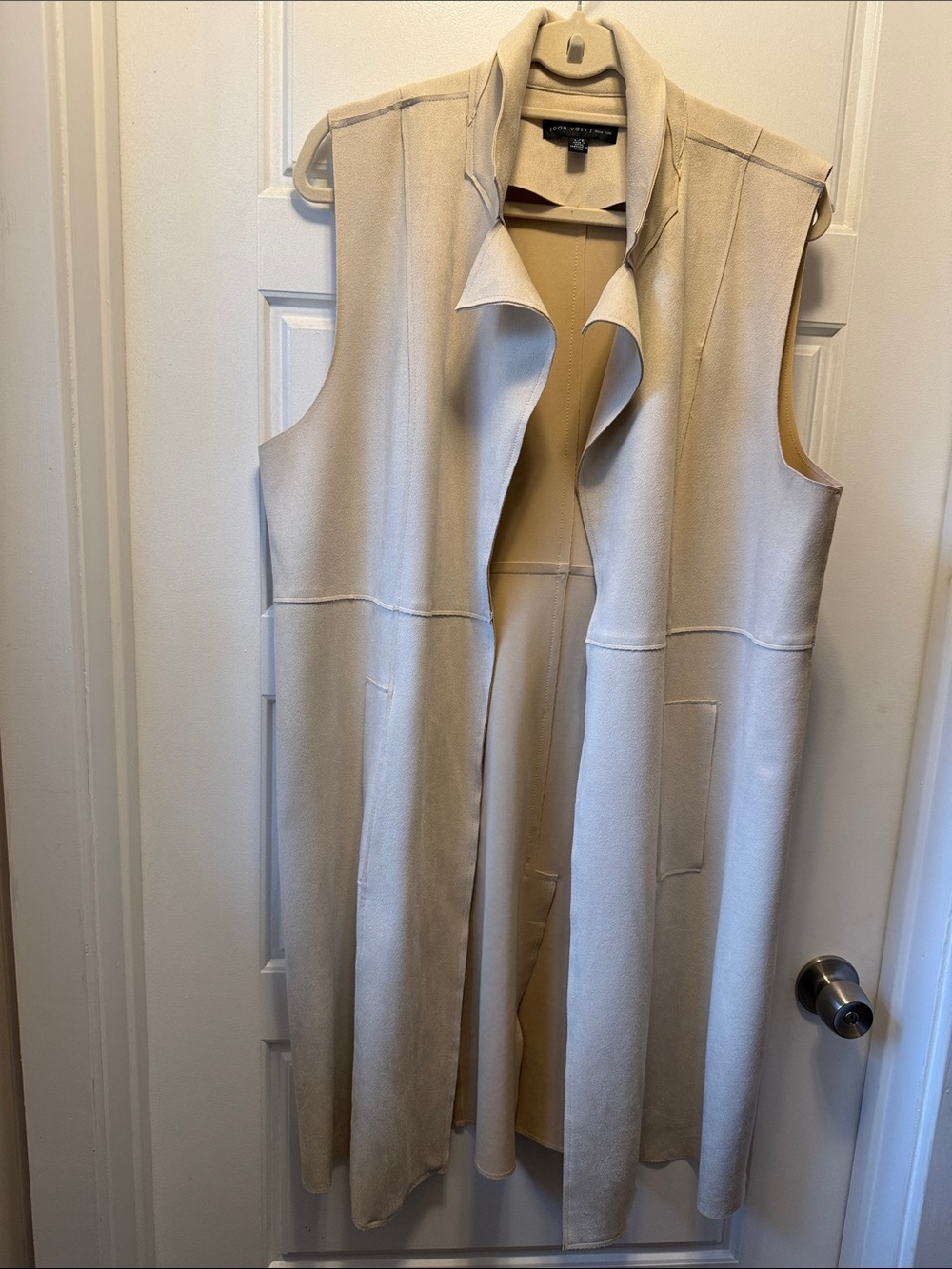 Joan Vass Cream Long Sleeveless Duster Vest